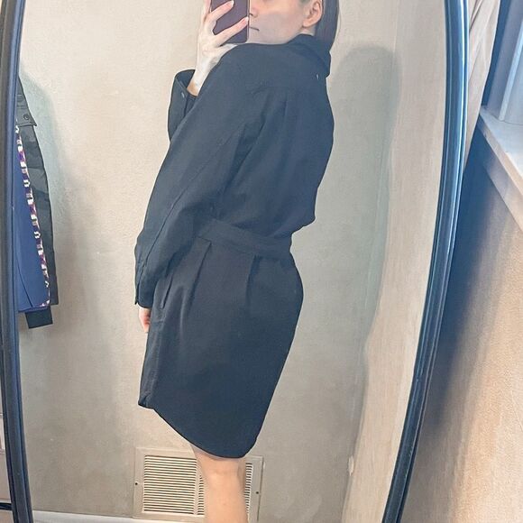 Rag & Bone Full Placket Mini Denim Shirt Dress Black - Picture 2 of 8